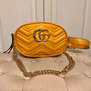 Women's Yellow Quilted Belt Bag